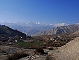 Mustang 03 02 Geiling and Annapurna Range The Annapurna massif shines in the early morning sun from Geiling in Upper Mustang.